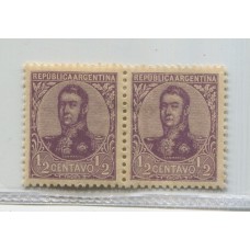 ARGENTINA 1908 GJ 275b PAREJA DE ESTAMPILLAS NUEVAS CON GOMA U$ 6,50